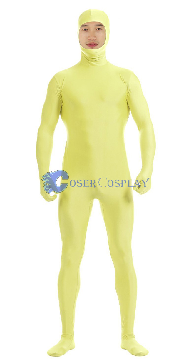 Open Face Lycra Spandex Zentai Light Yellow